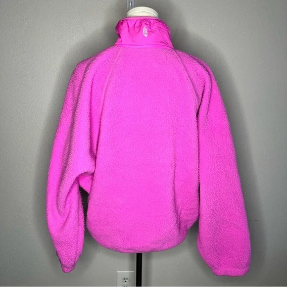 Free People Movement Magenta Hit The Slopes Oversized Fleece Snap Button Jacket - Picture 5 of 10